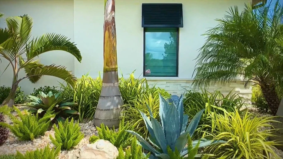 Commercial landscaping crew maintaining grounds at an office park in Wesley Chapel, FL